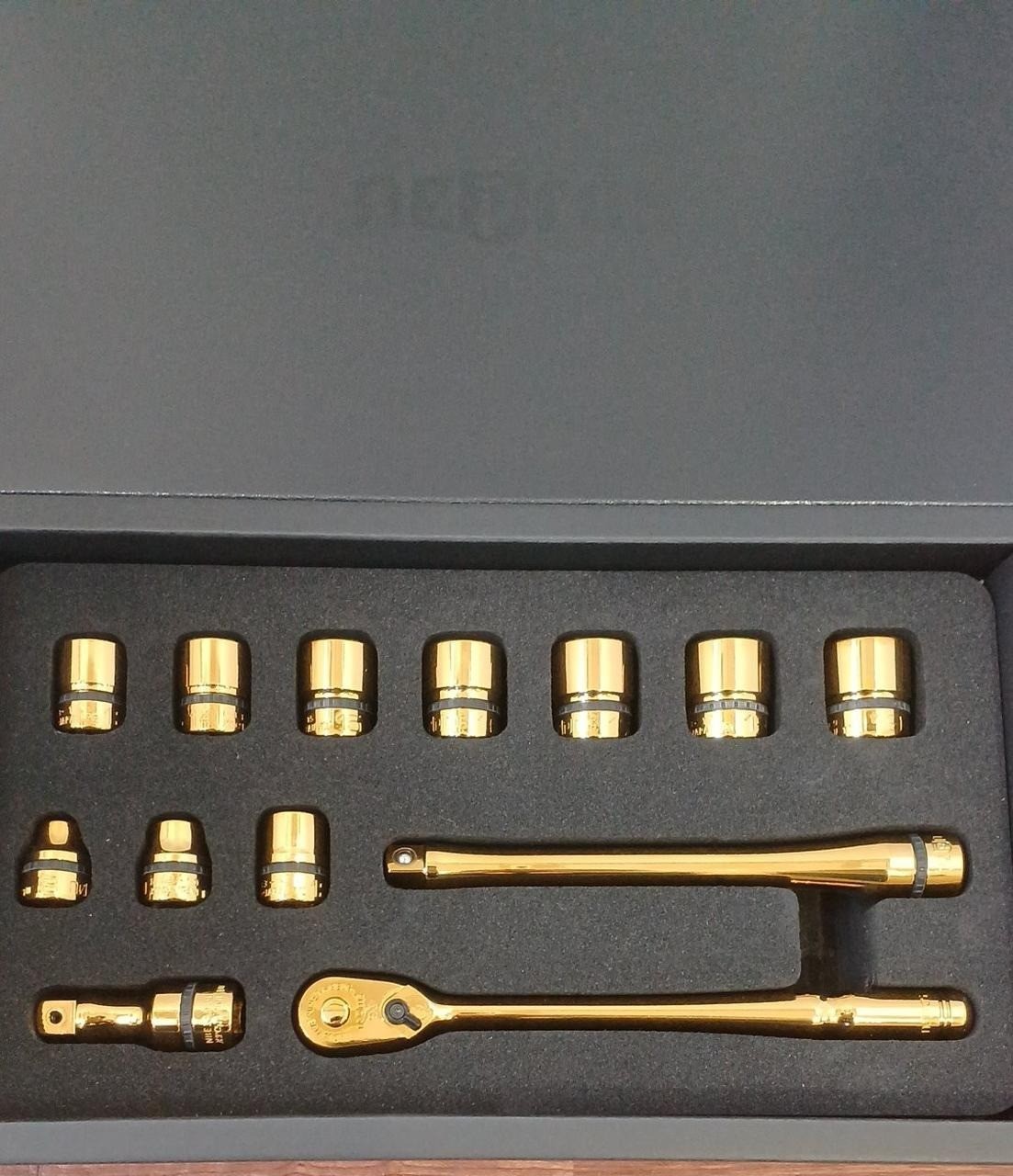 KTC Japan Nepros NTB313GZGL 3/8″ Drive Gold Ratchet Socket Wrenches 13pc Set