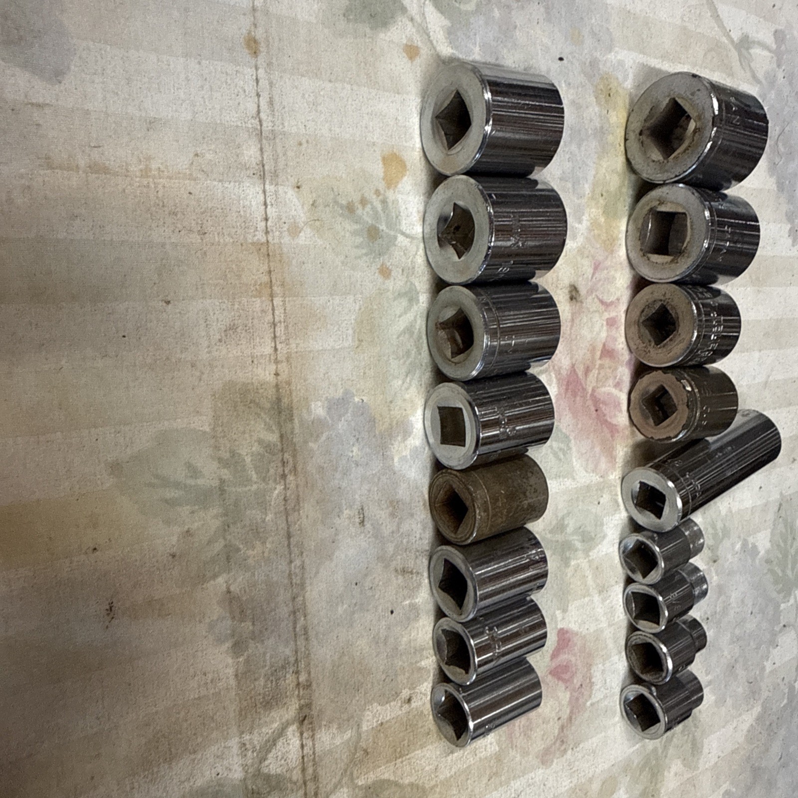 Vintage Japan 3/8” Drive, 12 Point Sockets, Sae, And Metric, 17 Total Pieces.