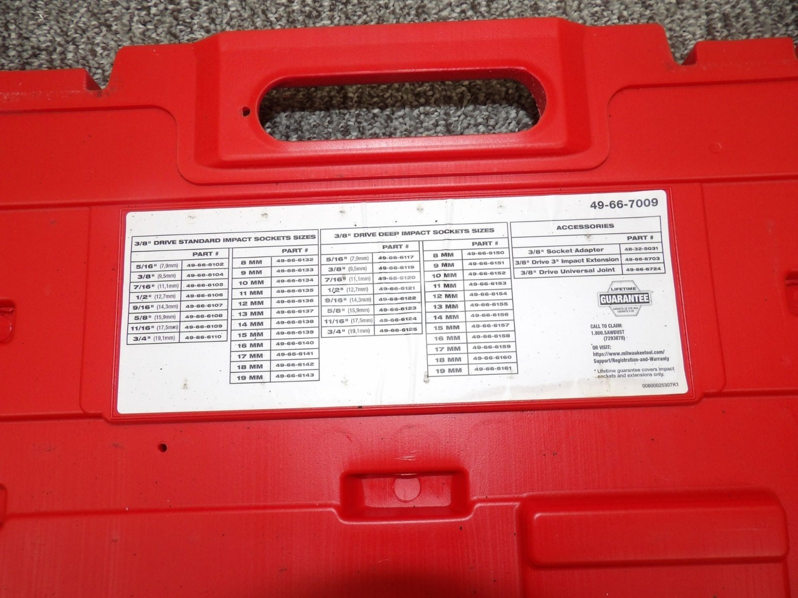 Milwaukee 43-Piece 3/8″ Drive Shockwave Impact Socket «CASE ONLY»