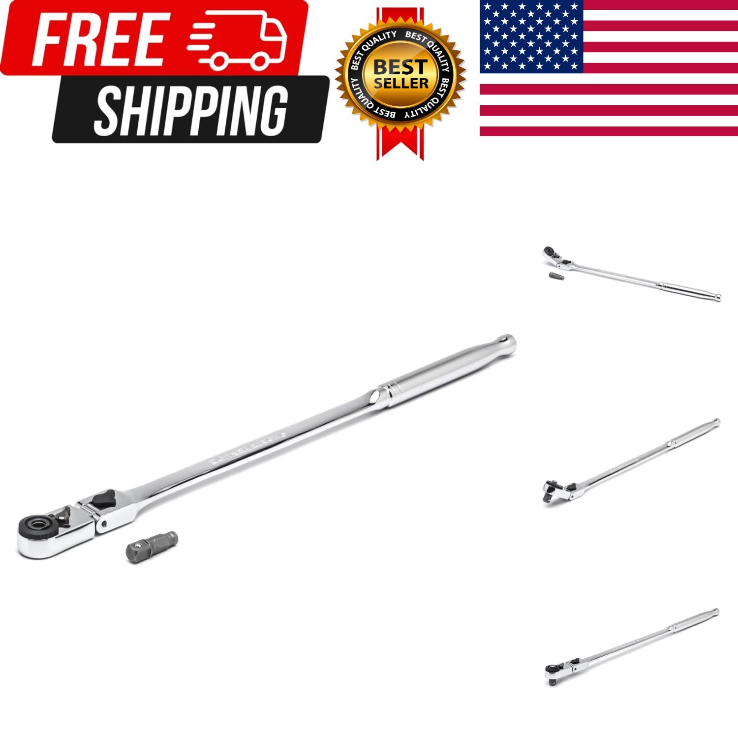 1/4″ Drive 72 Tooth Quick Release Locking Flex Slim Head Ratchet, 12″ – 81030
