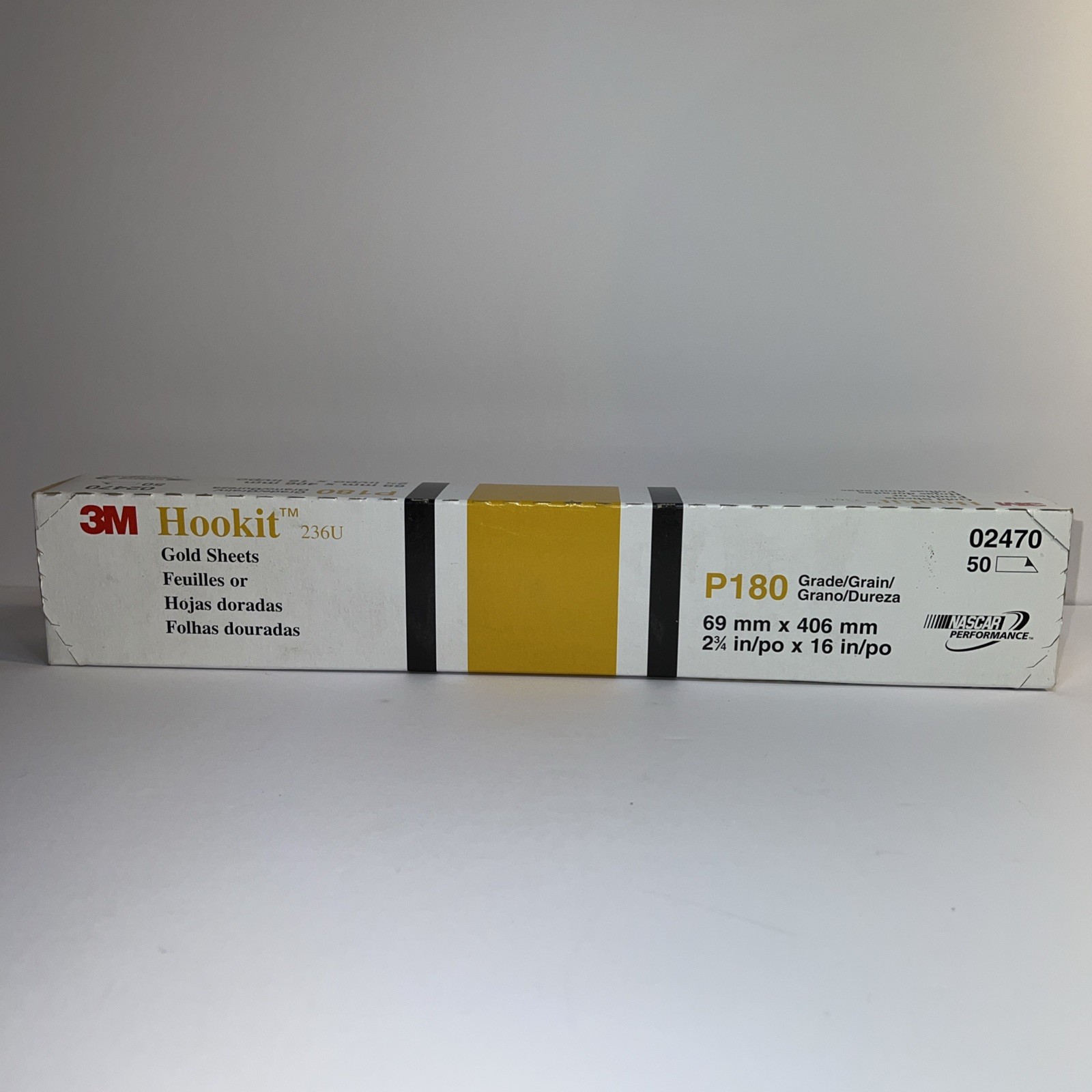 3M Hookit Gold P180 Sandpaper 2 3/4 x 16 inches 50 Sheets Per Box