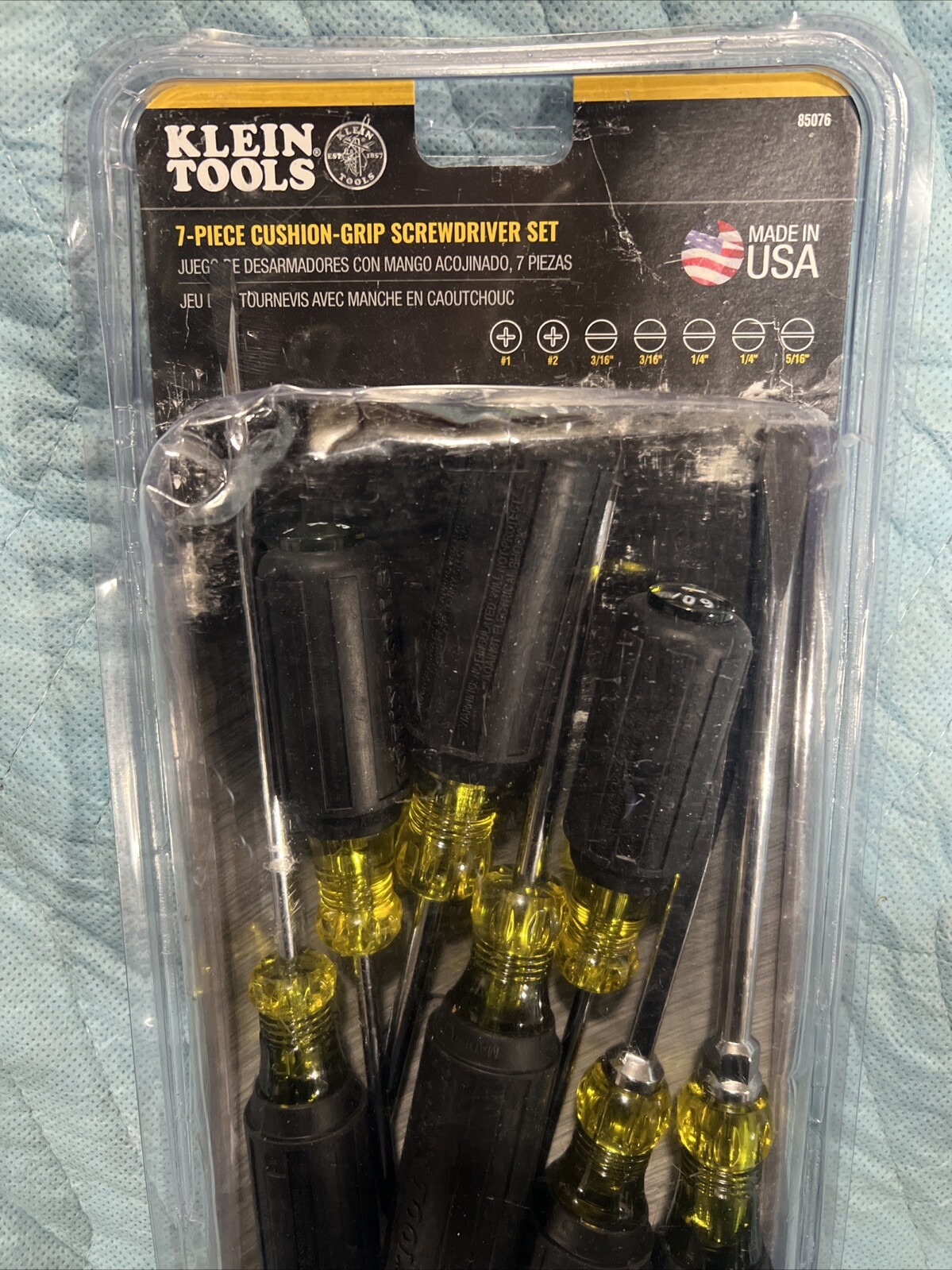 Klein Tools 7pc Cushion Grip Screwdriver Set Slotted and Phillips 85076 USA NEW