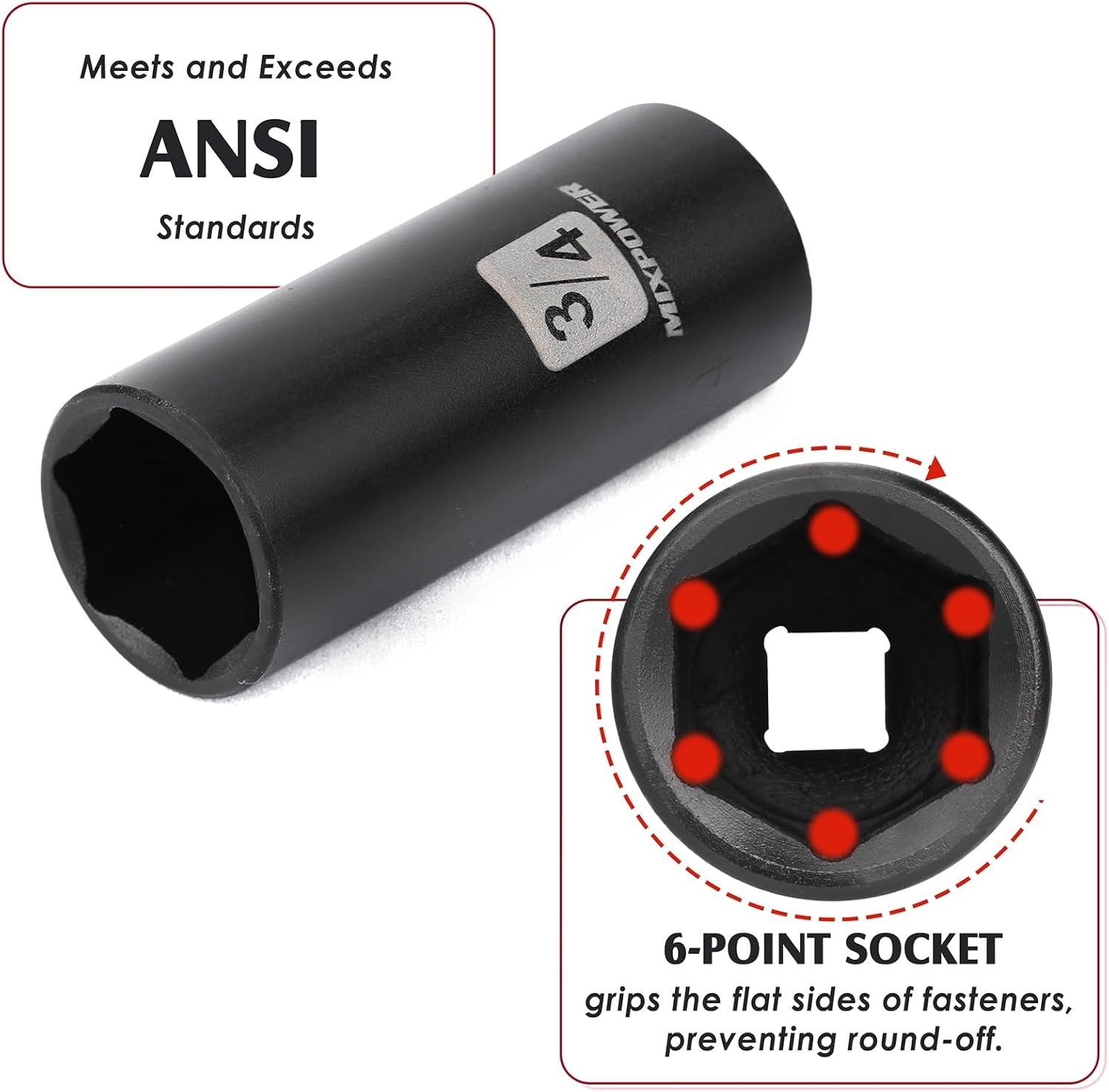 49-Piece 3/8″ Drive Impact Socket Set, 6-Point