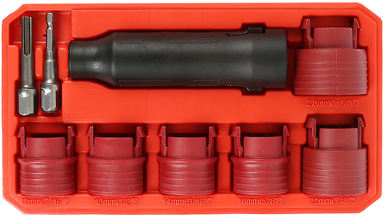 1/4″ Hex-1/2″ Square Dr Wheel Stud Cleaner Tool Set for Removing Rust and Debris