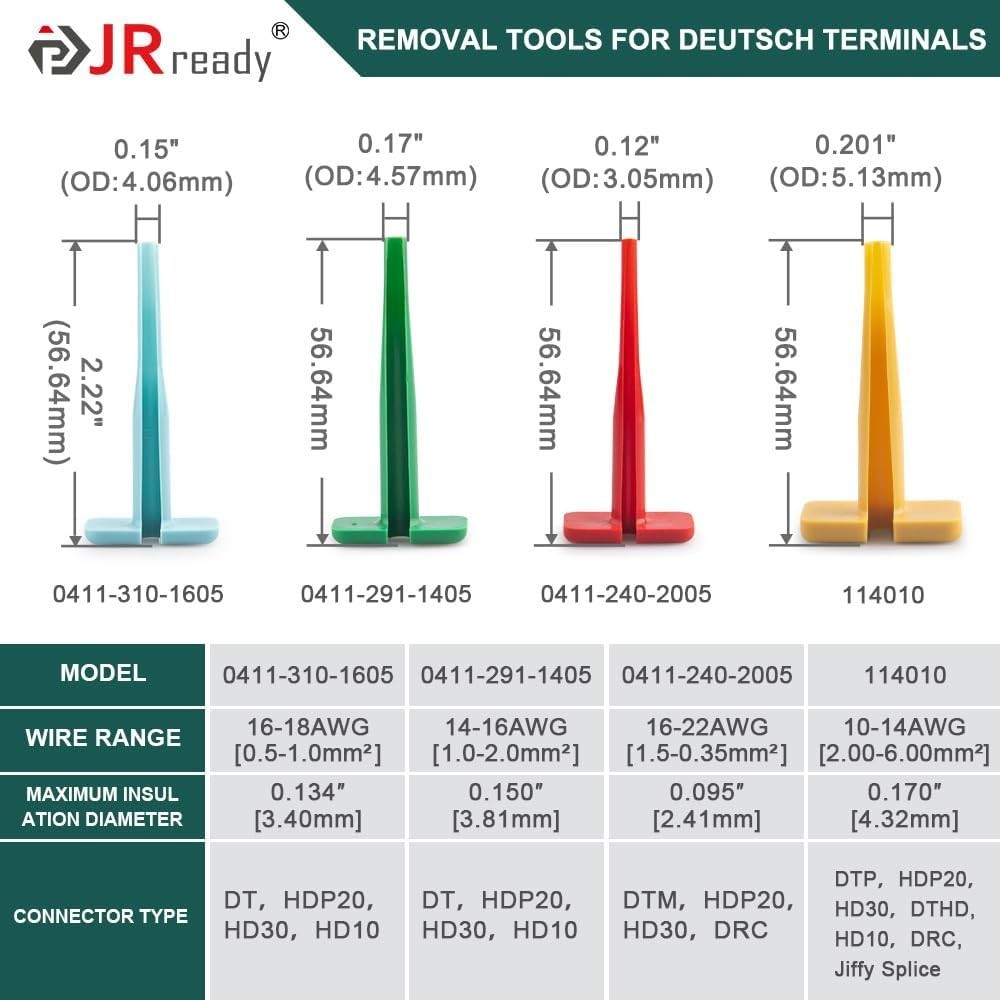 6-Piece Plastic Terminal Removal Tool Kit for Connectors, 12-22 AWG