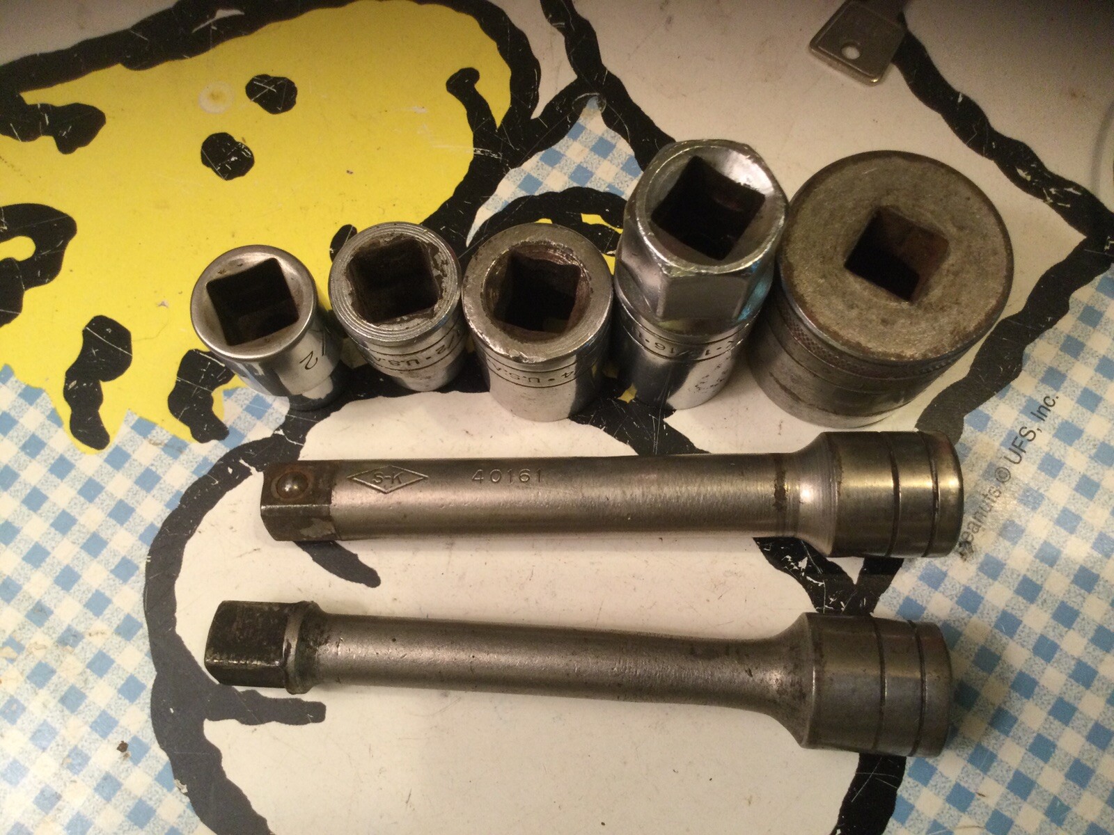 S-K 1/2″ Drive Socket Set – Shallow 6pt 1/2 3/4 13/16 12pt 1/2 1-1/8 (2)6” Ext