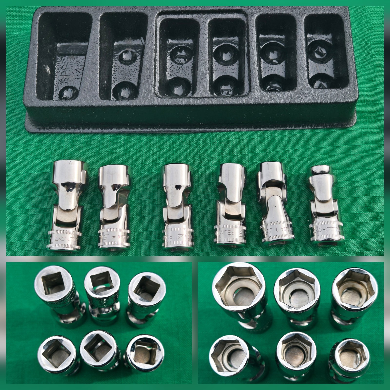 Snap-on 3/8″ Dr. 6pc METRIC SWIVEL UNIVERSAL 6 POINT SOCKET SET 206FSUM USA EXC