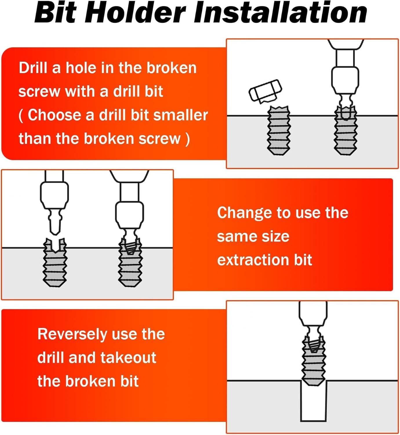 14 Pieces , Left Hand Drill Bits Set for Removing Stripped Screws and Broken …
