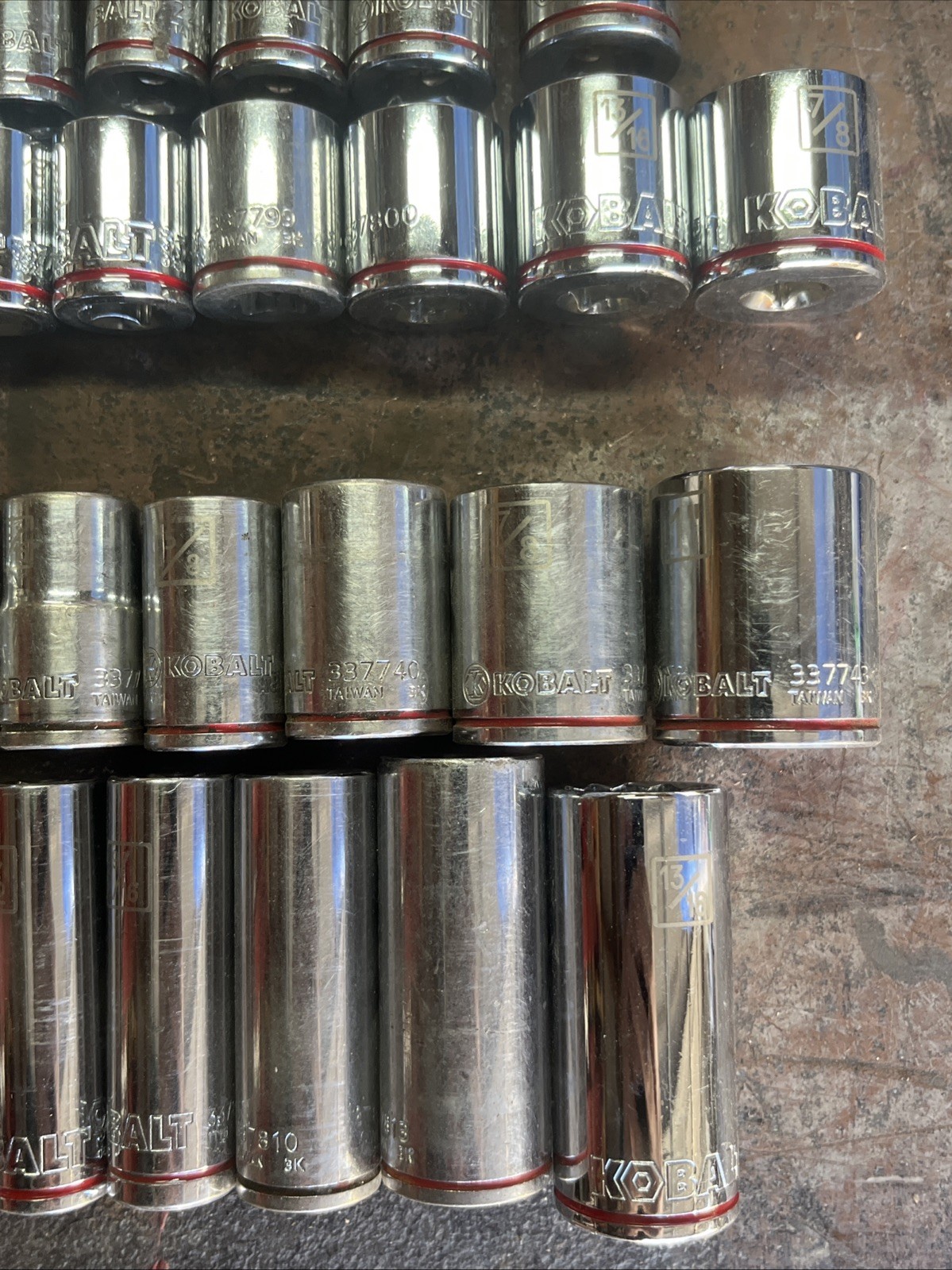 🔥 Kobalt 1/4 3/8 1/2 Drive 62 Piece 6 & 12 Point Short Deep Socket Set Lot Sae