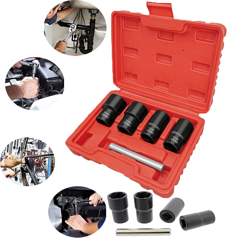 5Pcs Twist Socket 1/2” Drive For Wheel Lug Nut Damaged Removal and Extractor NEW