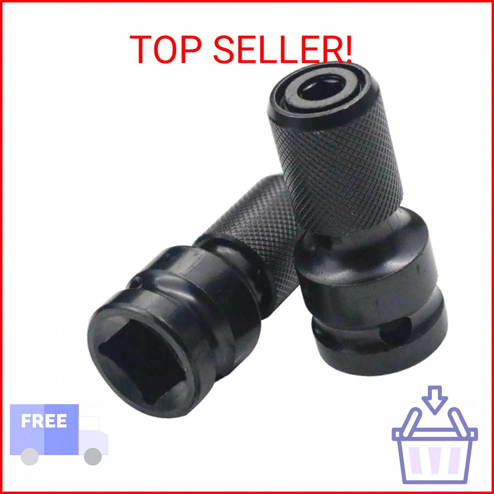 2PCS 1/2 inch Square Drive to 1/4 inch Hex Female Socket Adapter Converter Chuck