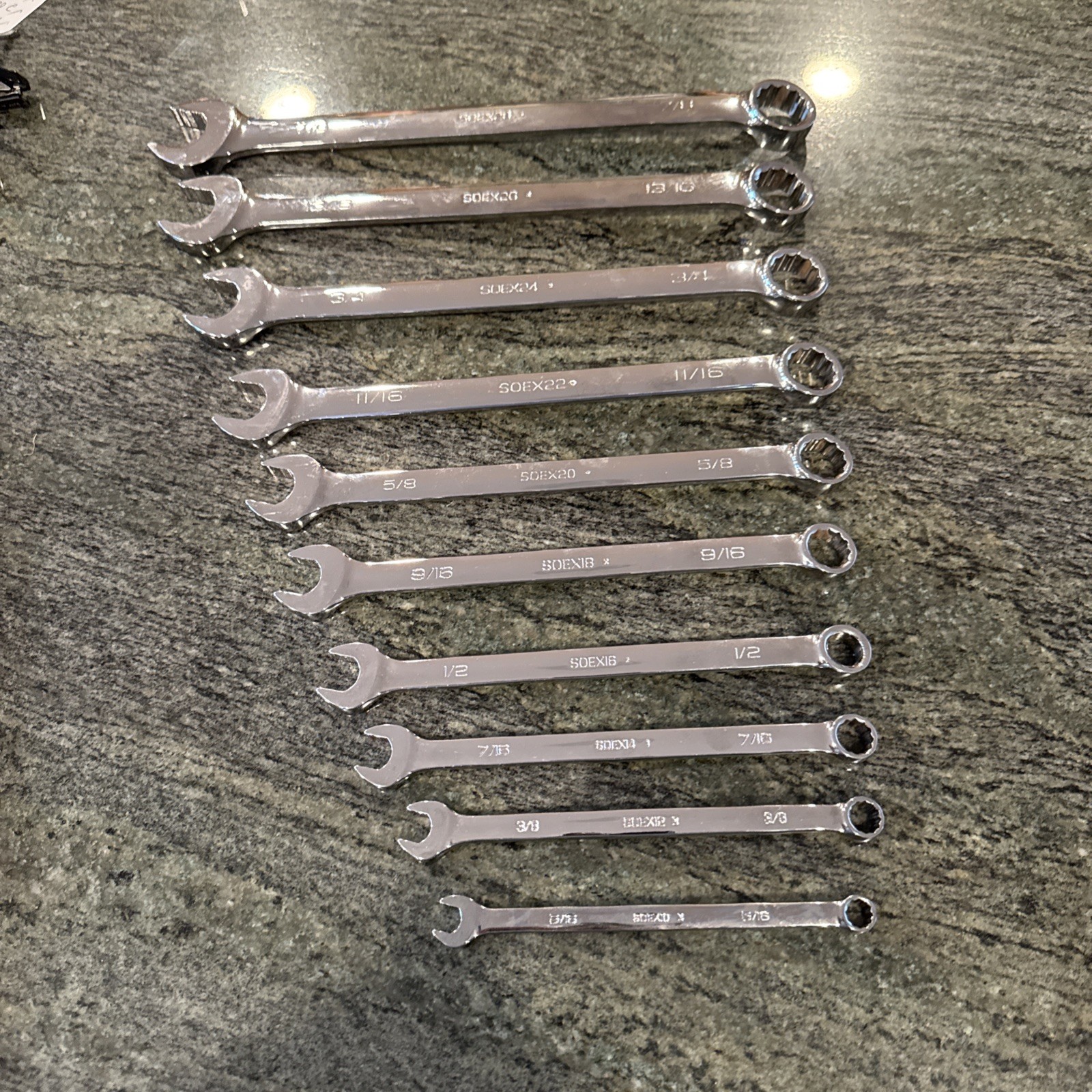 snap on soex710 10 pc 12 point sae flank drive plus combination wrench set