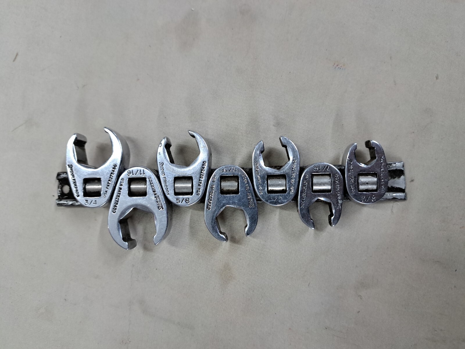 SNAP ON SAE 7 PIECE FRH CROWS FOOT SET 3/8, 7/16, 1/2, 9/16, 5/8, 11/16, & 3/4