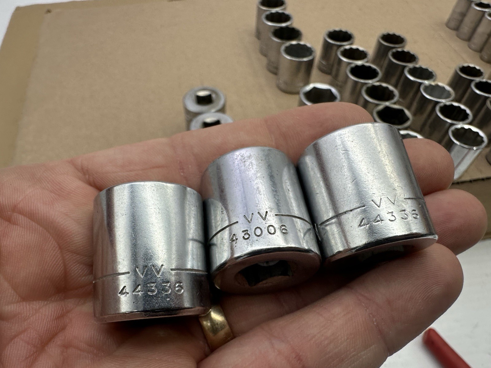 Vintage Craftman VV 49pc Set SAE 3/8″ Dr 12/6 Pt Socket Lot – 3/8-3/4” Vtg USA