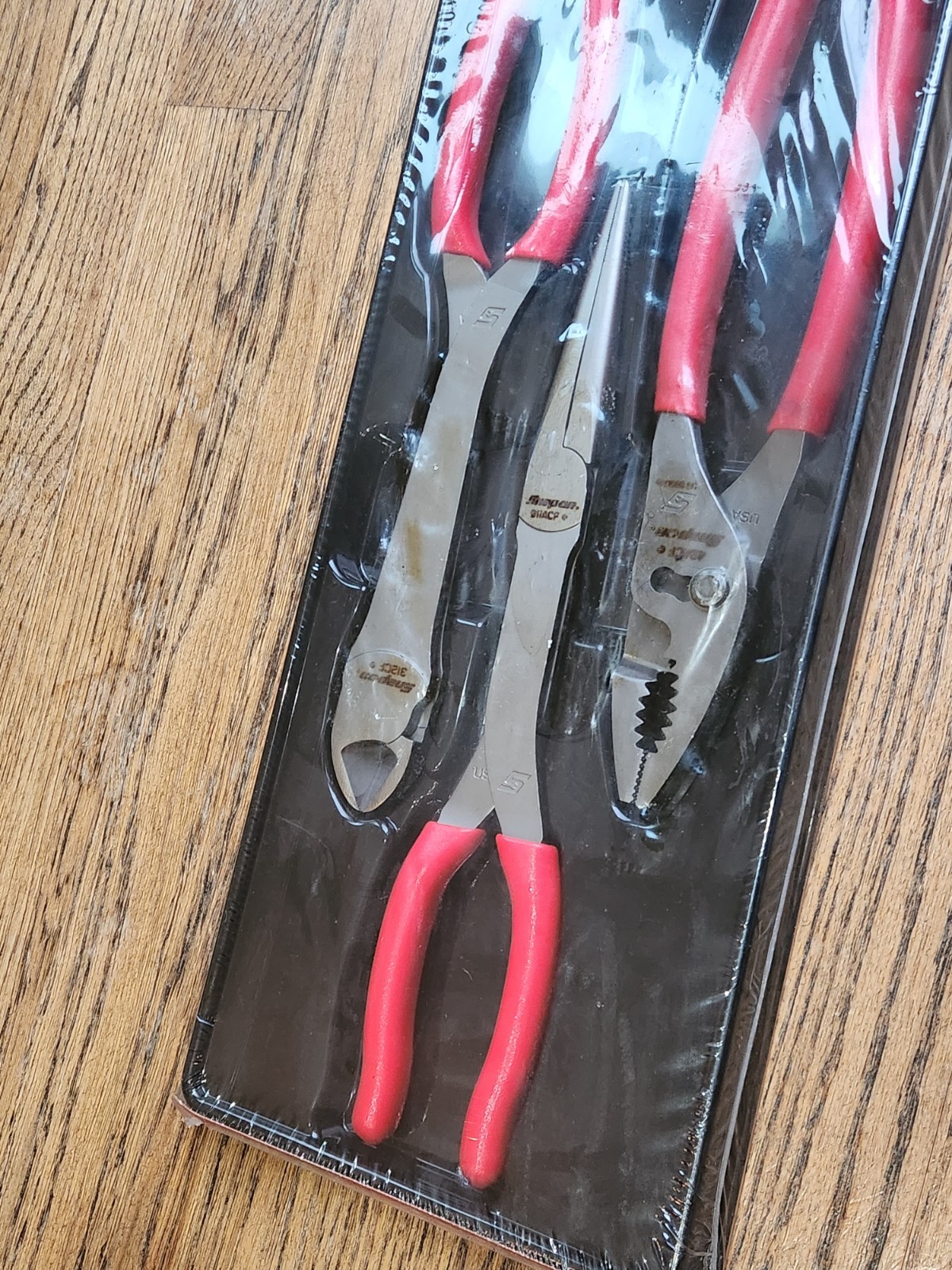 New Snap-on 3pc Heavy Duty Pliers Set PL330ACF Red Grip 312CF 49ACF 911CF