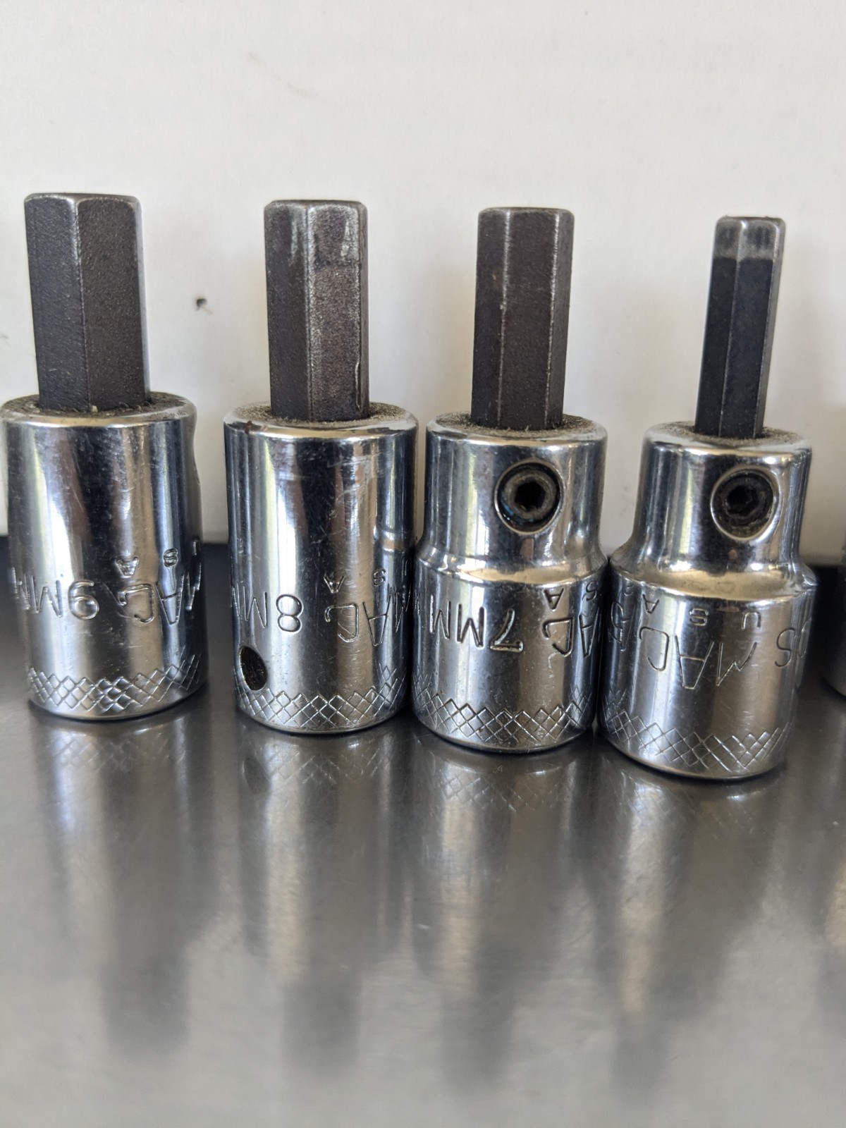 14 MAC Tools Hex Head Sockets Mixed Lot SAE MM 3/8″ & 1/4″ Drive USA Made Tools