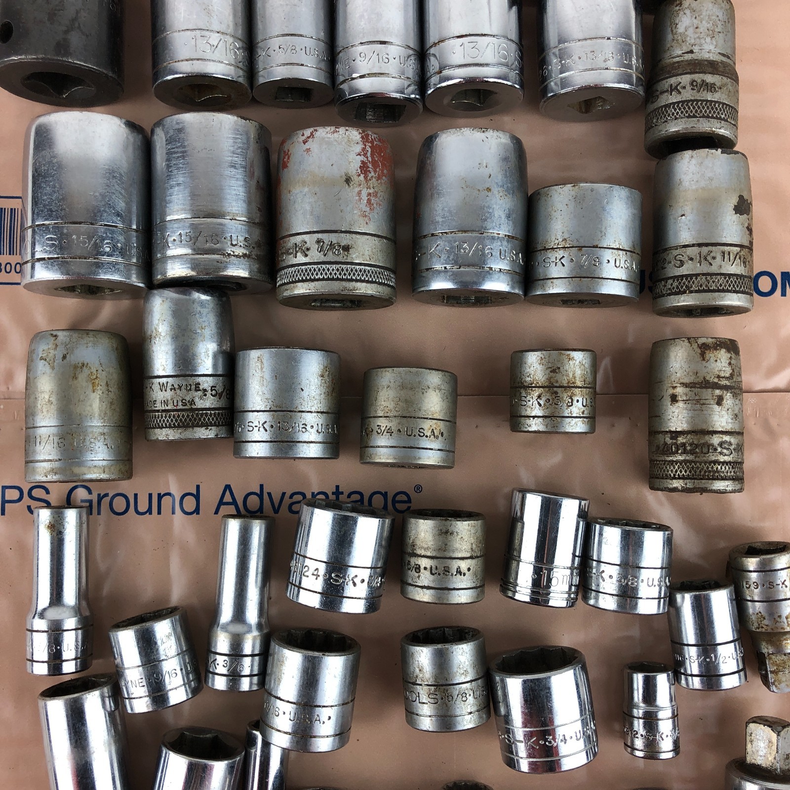 45 Pcs. SK Socket LOT 1/4″ 3/8″ 1/2″ Drive Shallow Deep SAE Metric Chrome USA