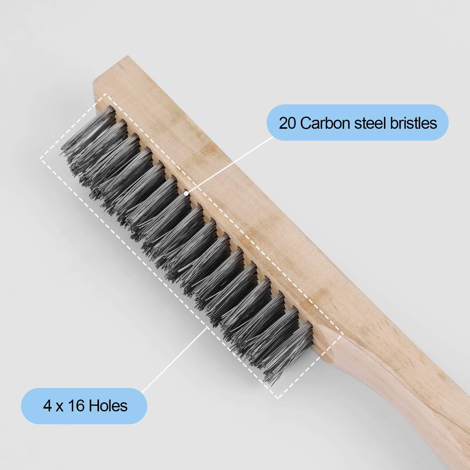 ZOENHOU 12 Pieces 10 Inches Wire Brush Wooden Handle, 20 Steel Wires