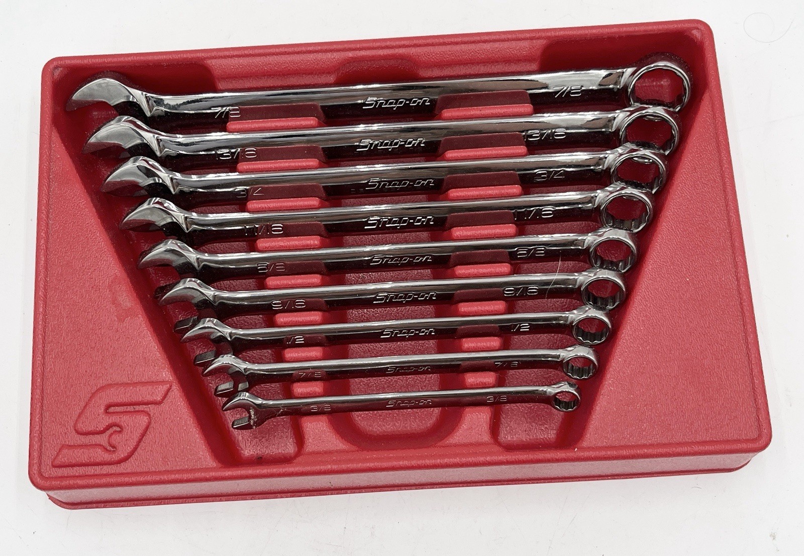 Snap On Tools 9 pc 12-Point SAE Flank Drive® Combination Wrench Set (3/8–7/8′)