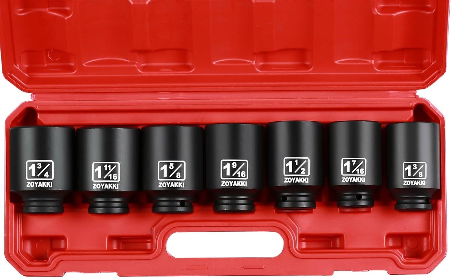 1/2 inch Drive Impact Socket Set 7 pcs SAE Deep 6-Point Chrome Molybdenum Steel