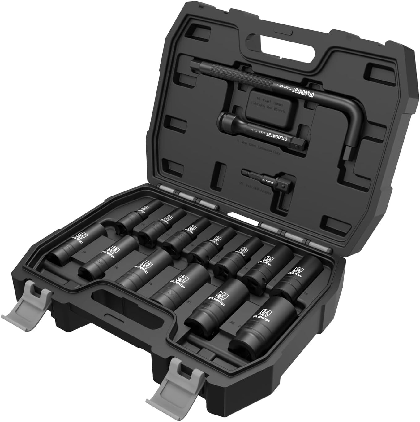 16PCS 1/2 In Drive Thicker Impact Socket Set, High Durability Industrial Grade D