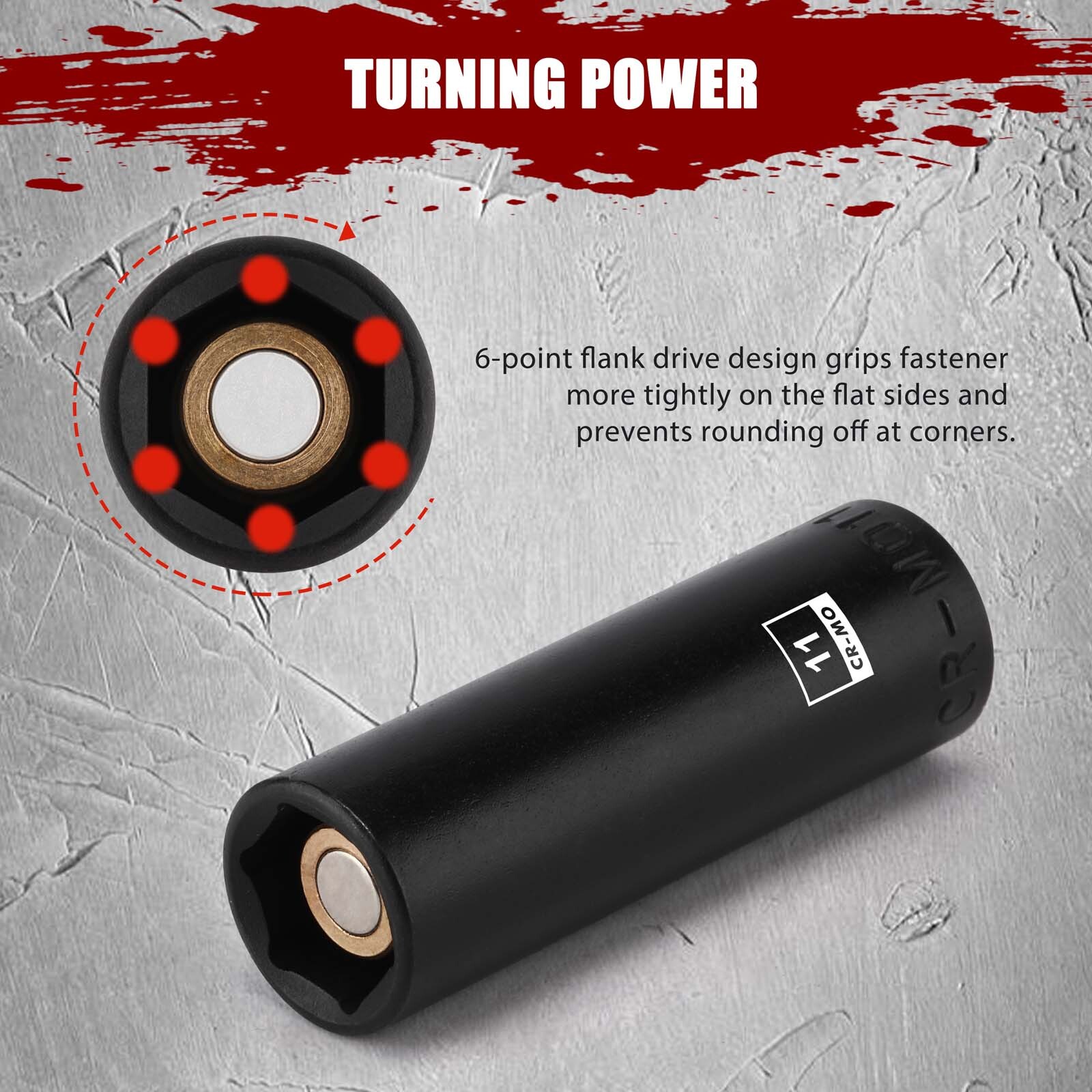 14PCS 1/4″Drive Magnetic Impact Socket Set Deep 6-Point Metric 4mm to 15mm CR-MO
