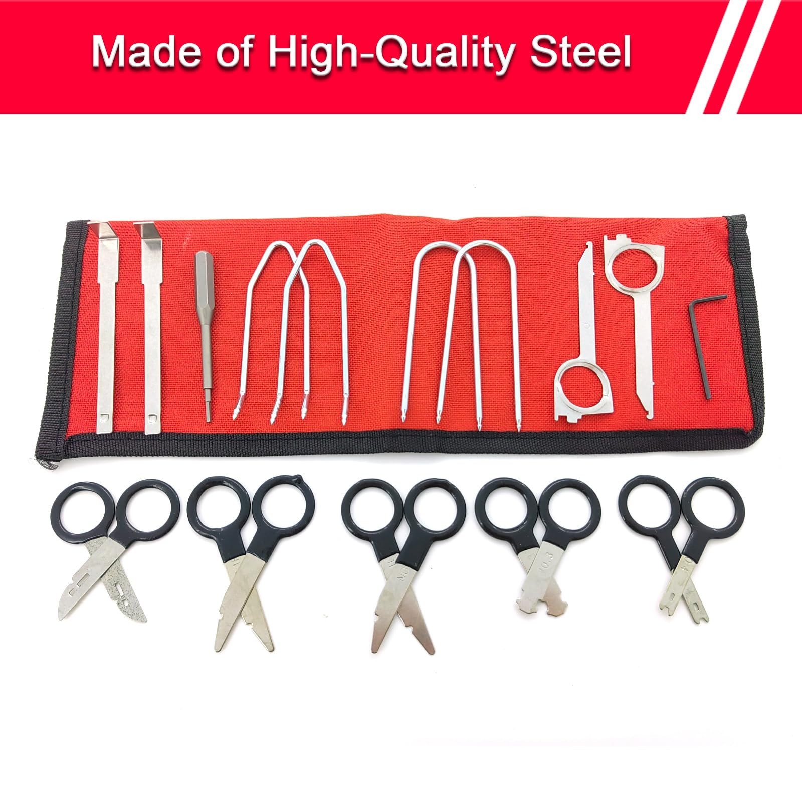 Universal Radio Removal Tool Kit – 20PCS Stainless Steel Stereo Key & Pry Tools