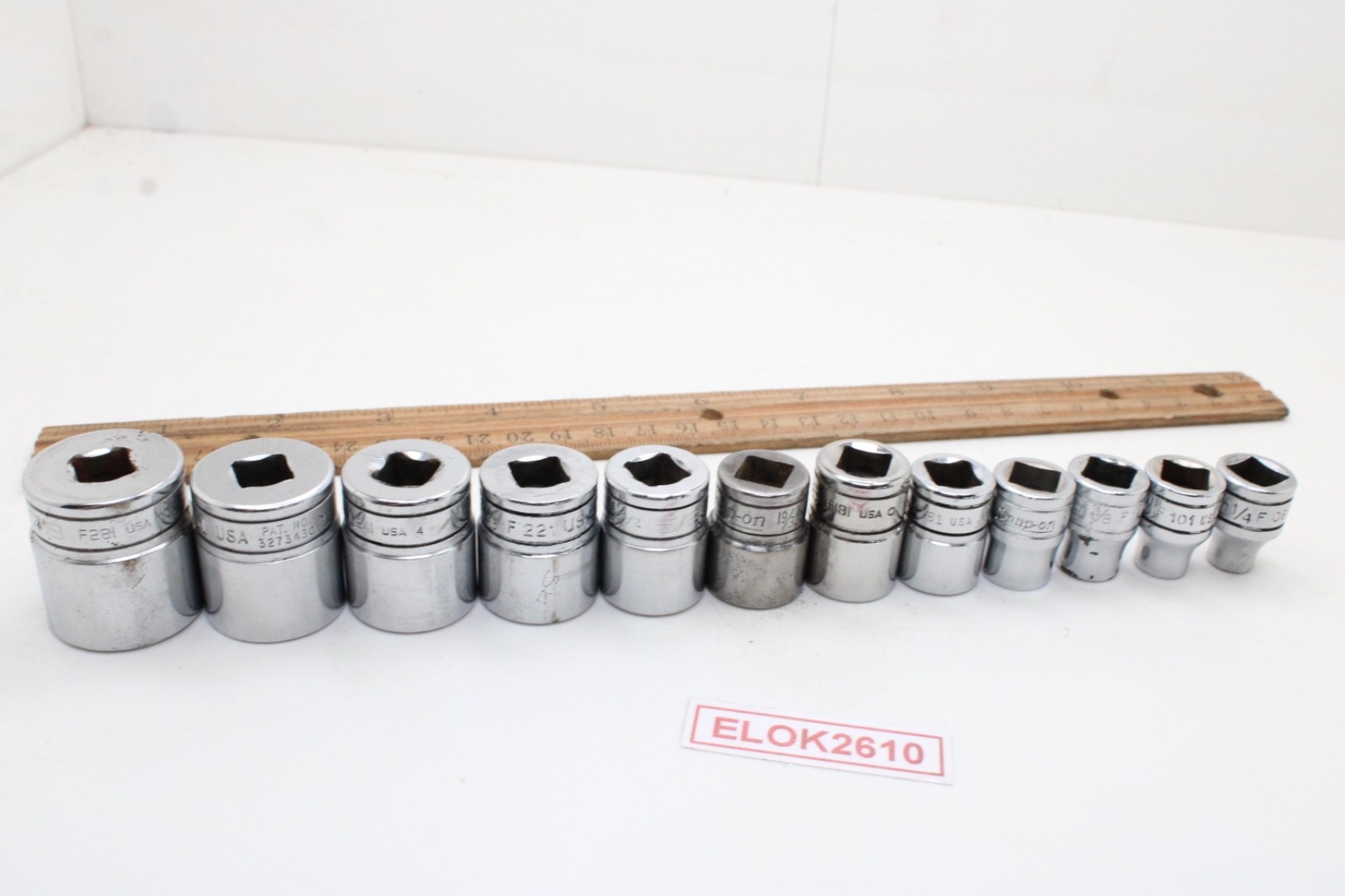 Snap-on F081 – F281 1/4-7/8″ 3/8″ Drive 12 Point 12 Piece SAE Chrome Set USA