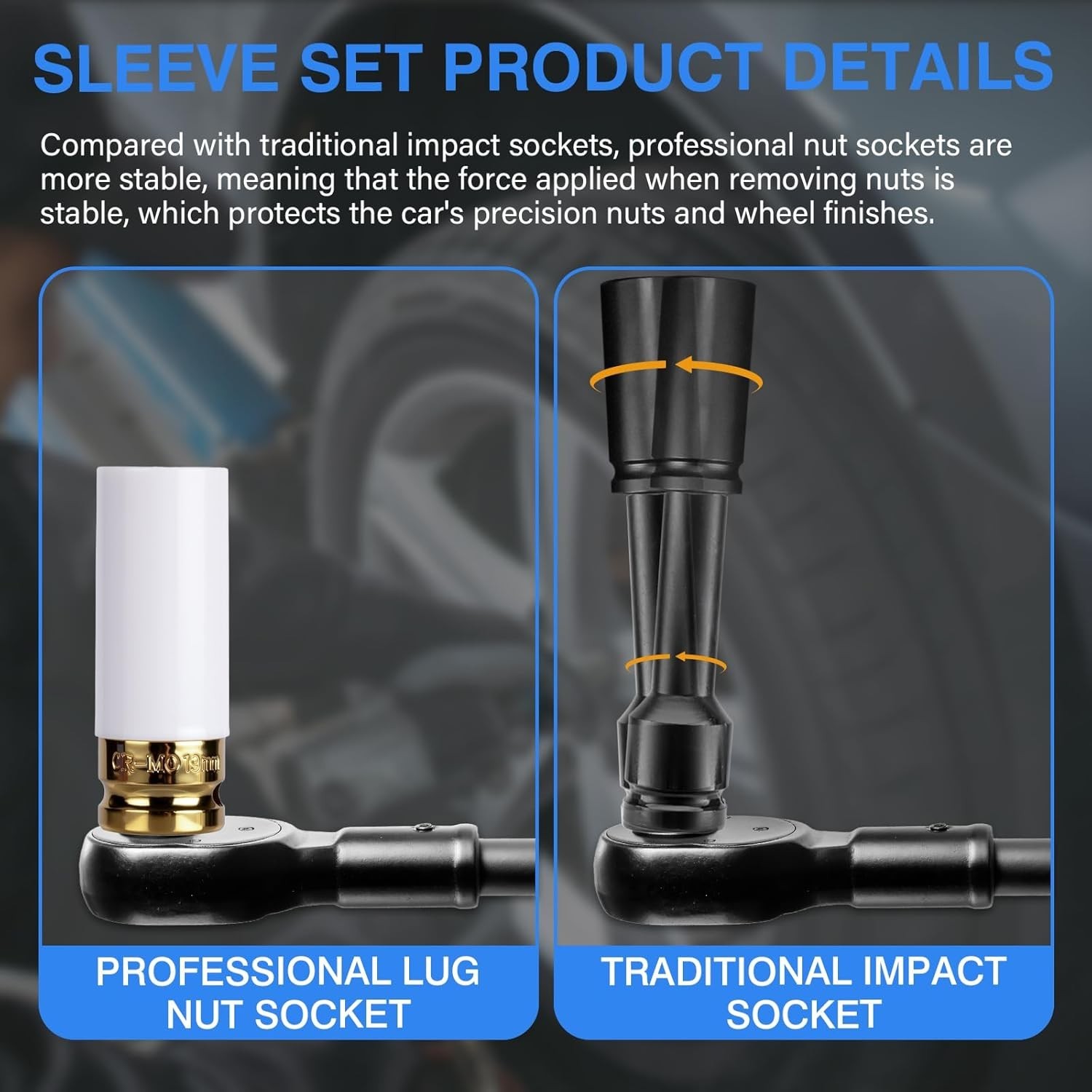 1/2″ Drive Wheel Protector Impact Socket, Color Sockets 4pcs