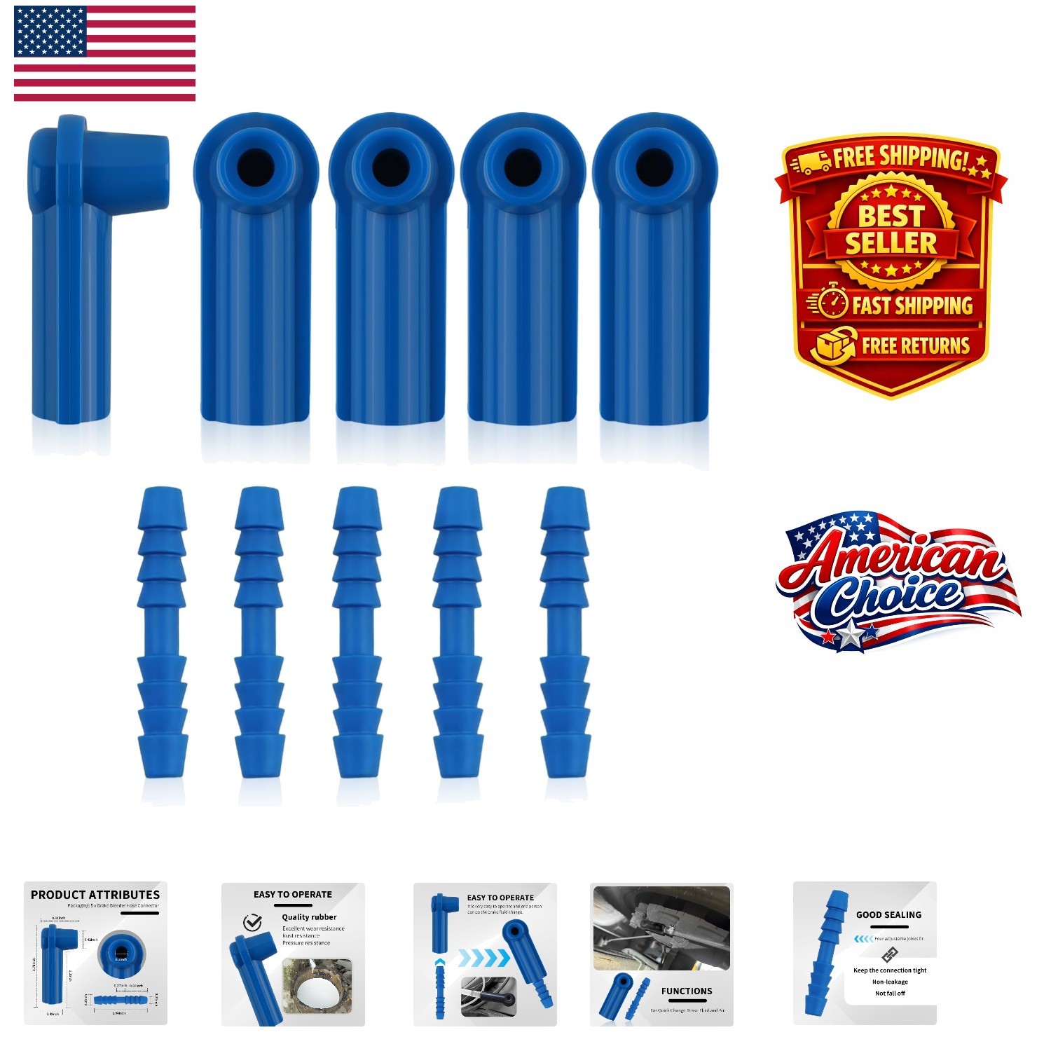 Quick Change 5PCS Brake Bleeder Connectors – Compatible with Most Vehicles