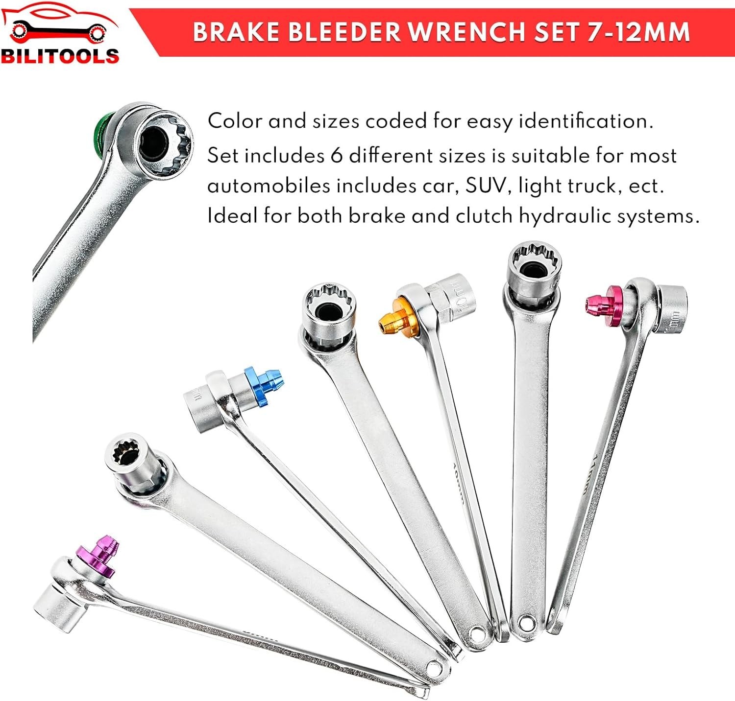 Brake Bleeder Wrench Set 7 8 9 10 11 12 MM Hydraulic Tool