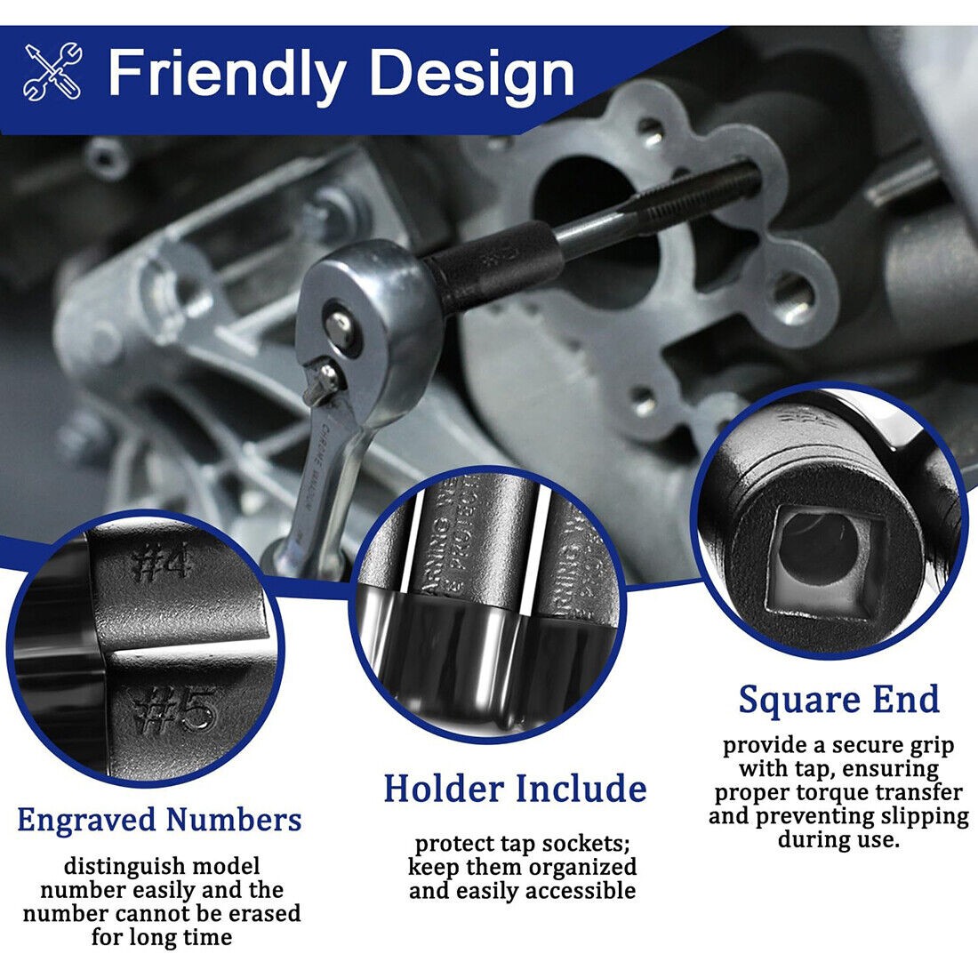 70500 Tap Socket Set w/ 1/4″ & 3/8″ Drive for 1/2″ & 1/8″ NPT Taps & Metric Taps