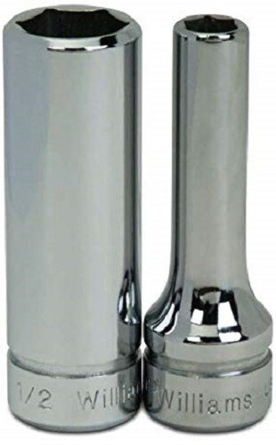 3/8″ Drive Deep Sockets, 6 Point, SAE, High-Polished Chrome Finish, Williams