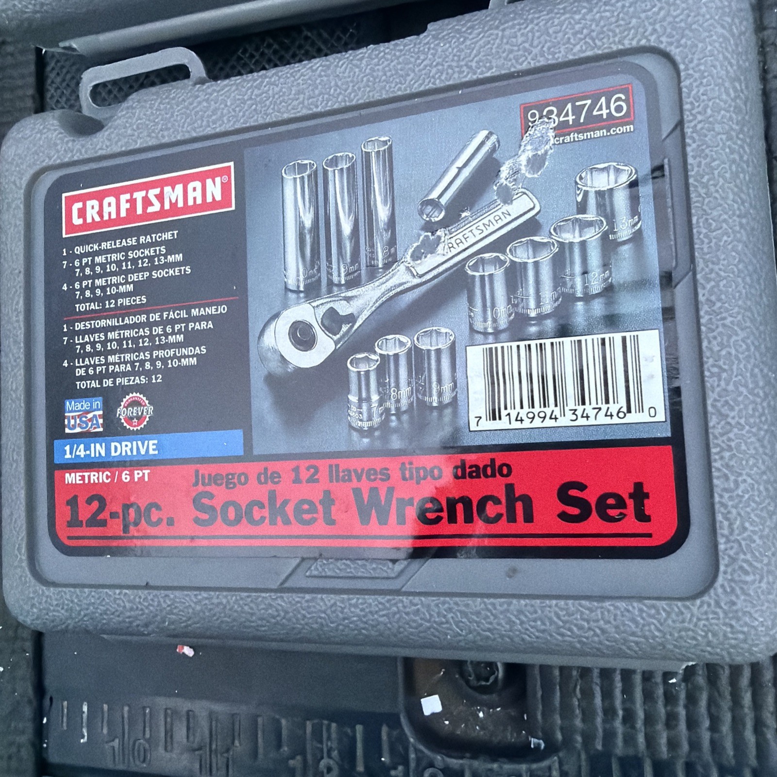 Sears Craftsman NOS Metric 1/4” Drive 6 Point Socket Set CASE ONLY 34746