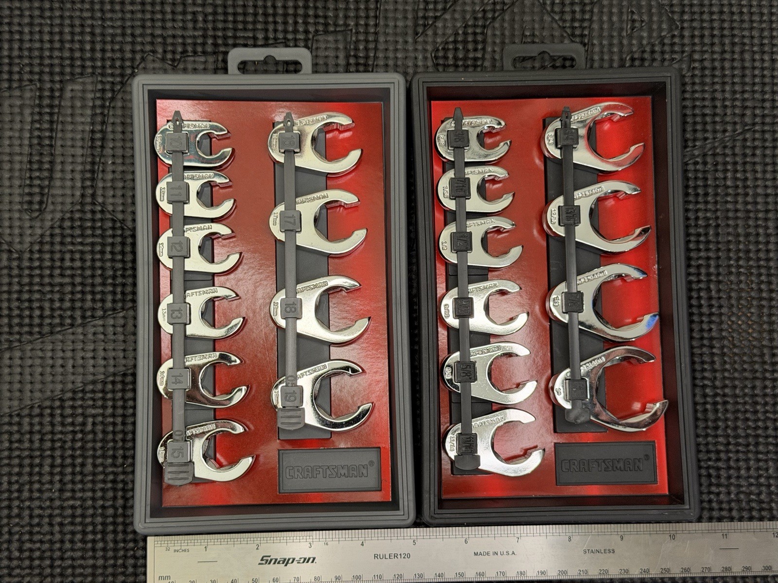 NOS Craftsman 20PC ⅜» Drive Metric/SAE Flare Nut Crowfoot Wrench Set – 42048