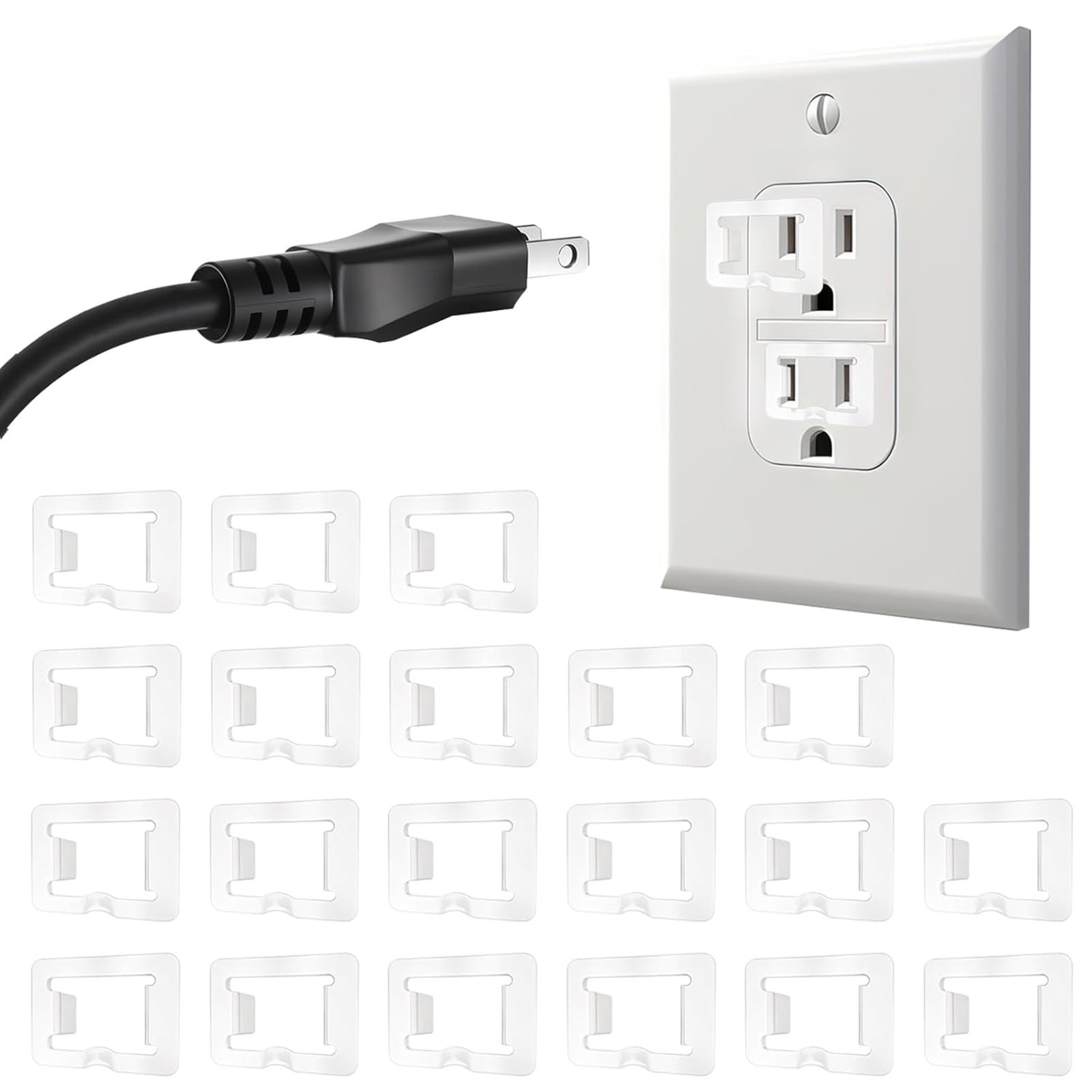 20 Pcs Plastic Two Prong Loose Outlet Fix Plug Safe Secure Power Socket