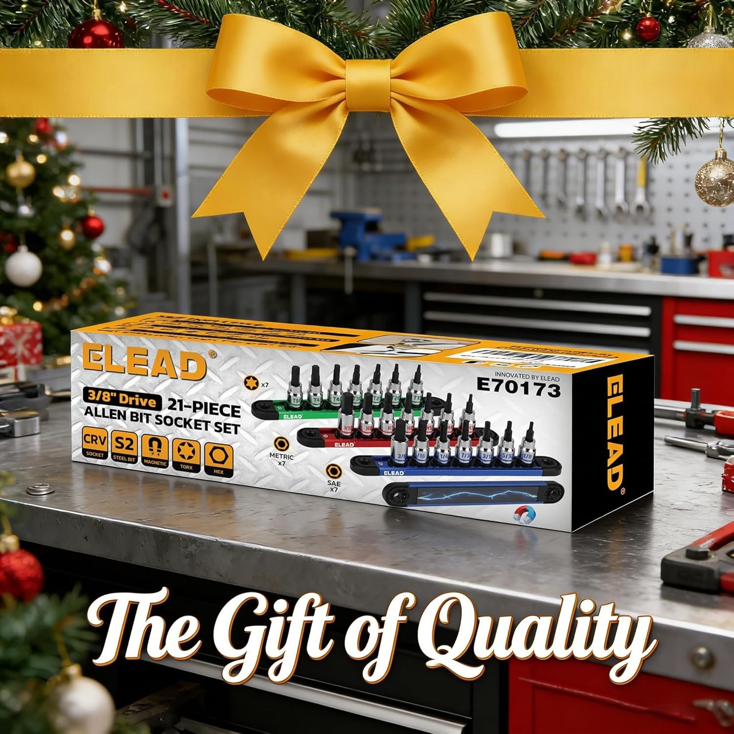21-Piece Allen Bit Socket Set, 3/8″ Drive Hex & Torx Socket Set with Magnetic…