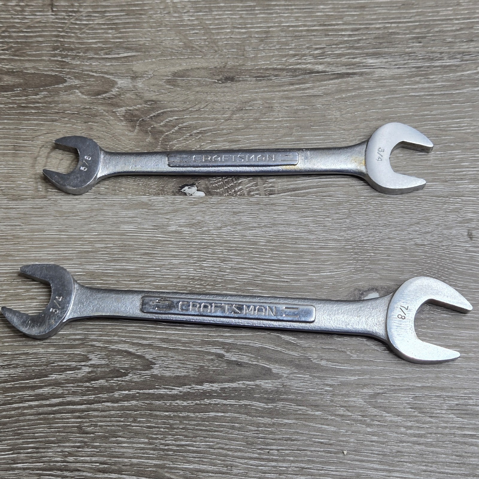 Craftsman Lot 2 Double Open End Wrench 7/8 X 3/4 X 5/8 VV 44584 V USA
