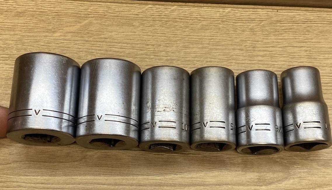Craftsman USA 1/2” Drive Socket Set V Series Lot 1/2 9/16 5/8 11/16 7/8 15/16