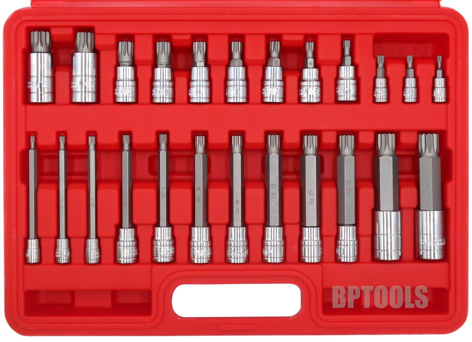 24pc XZN Triple Square Spline Bit Tamper Proof 1/4″ 3/8″ 1/2″ S2 Socket Set