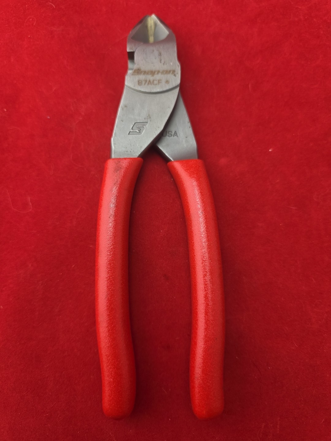 Snap-On Tools RED Soft Grip 7″ VECTOR EDGE Diagonal Cutter 87ACF USA