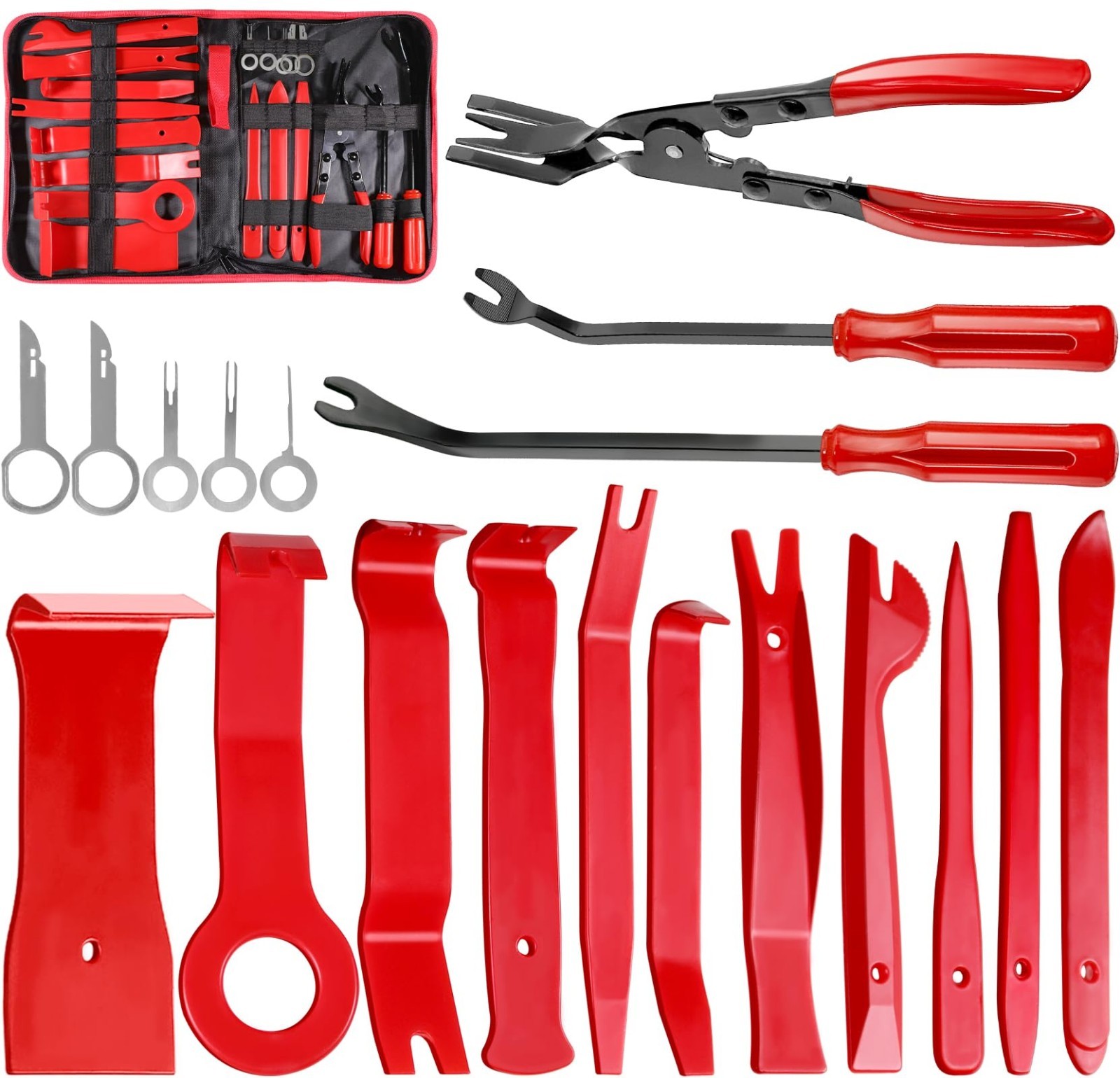 19Pcs Car Trim Removal Tool Set, Auto Clip Pliers & Pry Tool Kit for Dash, Panel