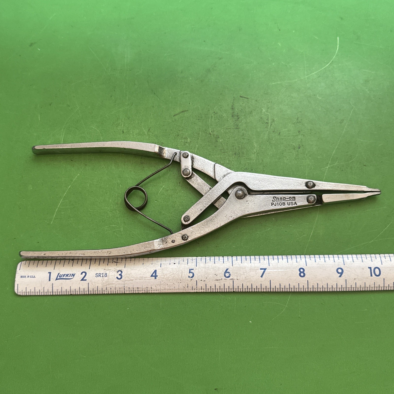 Snap-On USA 10″ Long Spring Loaded Straight Tip Retaining Ring Pliers MPN PJ10B