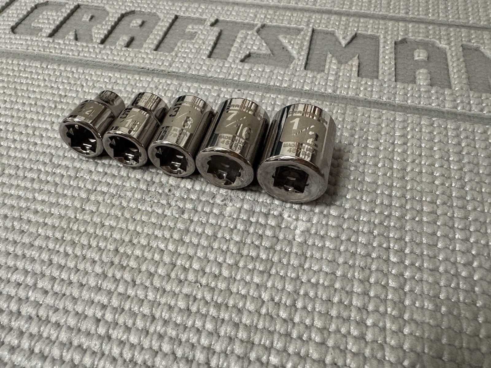 NOS Sears Craftsman USA 5pc 3/8″ DRIVE 8 Point Easy Read Socket Set 1/4″-1/2″