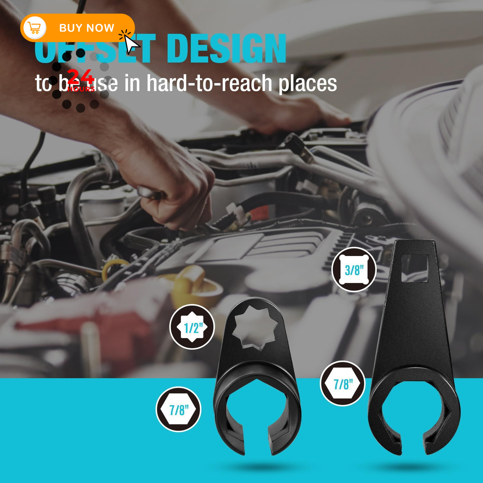 DURATECH 7PCS O2 Oxygen Sensor & Oil Pressure Socket Set, 1/2″ 3/8″ 7pcs