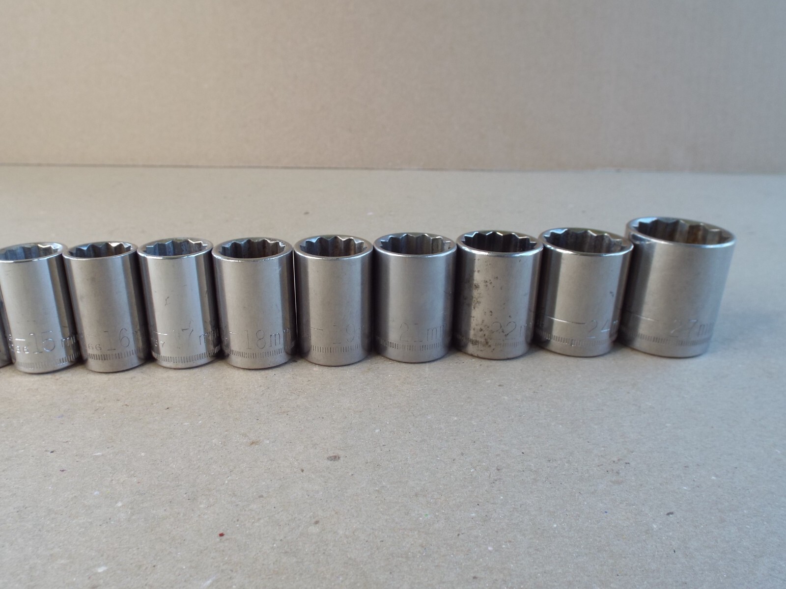 VTG 15 Pc Craftsman USA Metric Socket 9-27mm Lot 1/2″ Dr 12 Pt – (Please Read)