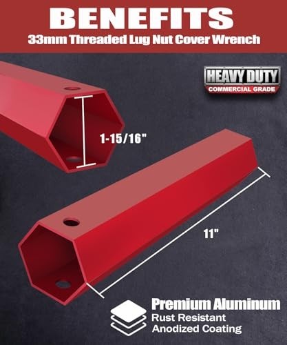 33 mm Lug Nut Cover Remover Tool Socket，11 inch Lug Nut Cover Socket for
