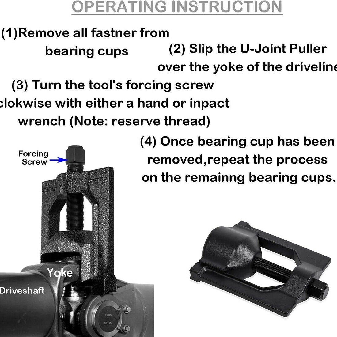 10102 U-Joint Puller and 5192 Bearing Cup Tool for Class 6-8 Trucks Heavy Duty