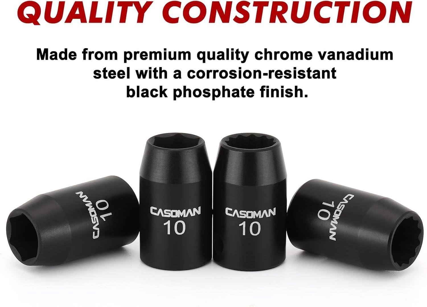 6-Piece Impact Socket Set with High-Visibility Markings for Fast Size Selection