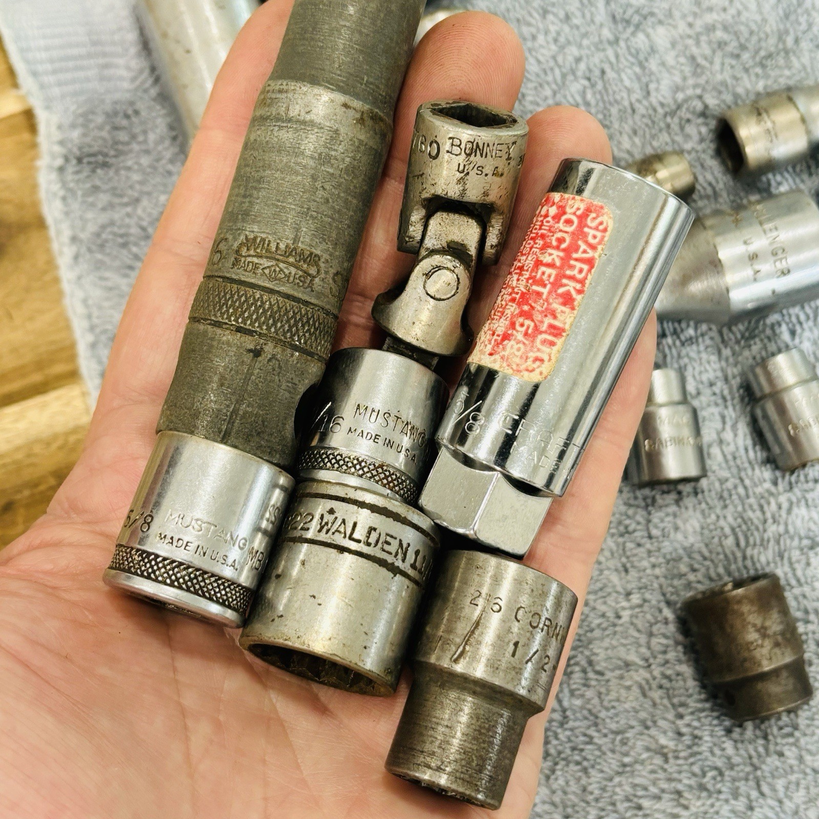 Lot of 50 Misc Sockets Tools All Vintage Made in USA Husky Fleet Mac Snap-On Etc
